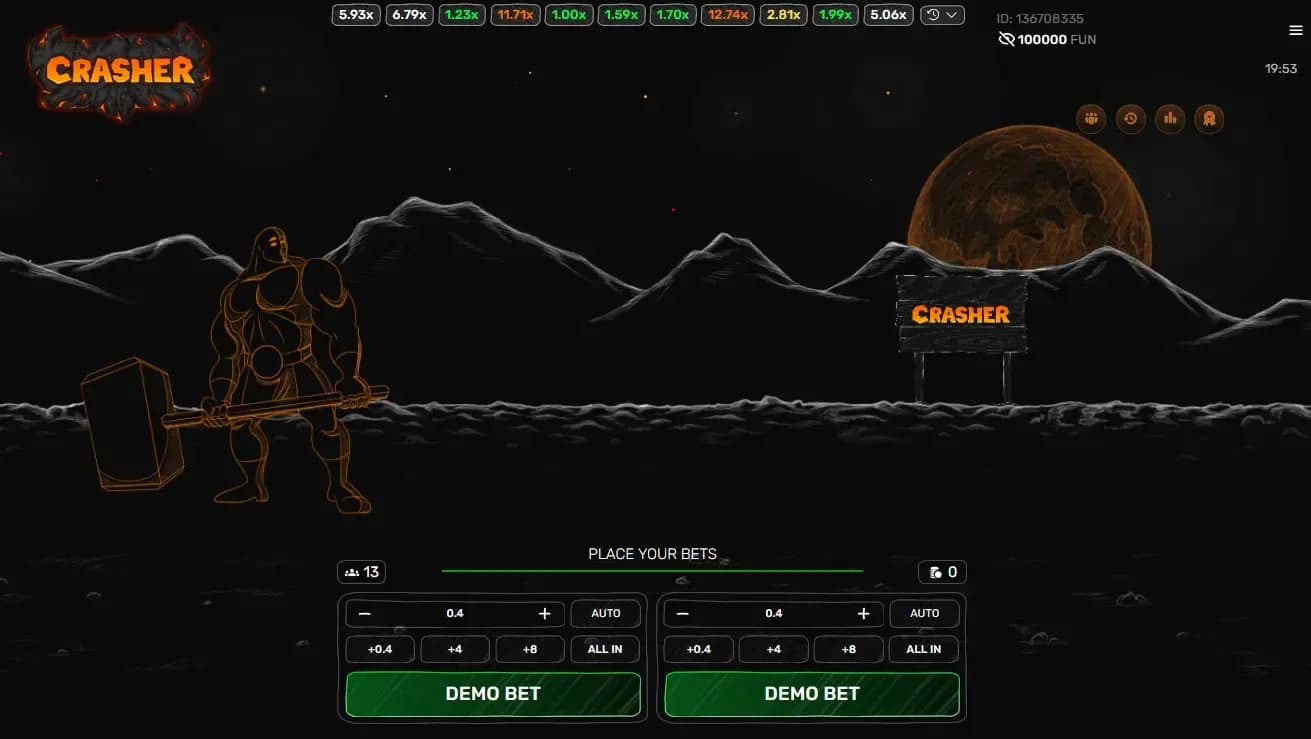 Crasher o'yinini boshlash