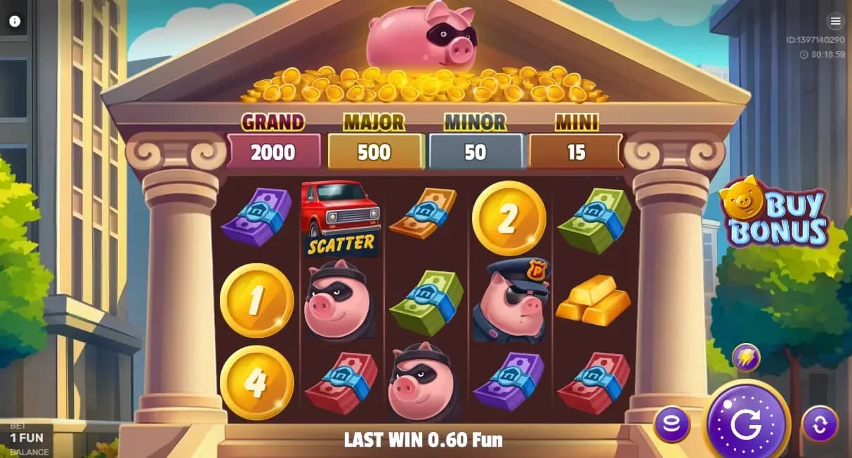 Gangsta Piggy Hold and Win o'yinida sochilish belgisi