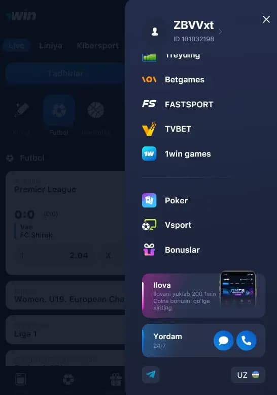 1Win ilovasida qoтАЩllab-quvvatlash xizmati