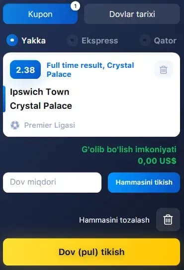 1Win da qanday qilib pul tikish mumkin