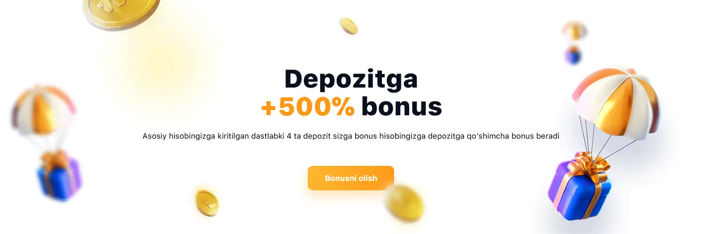 1Win da birinchi depozitga +500% bonus taklifi
