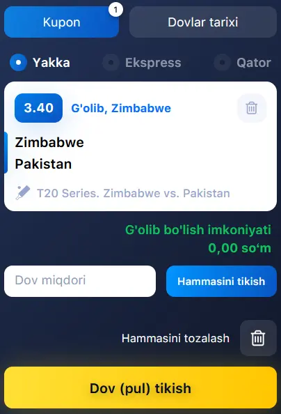 1Win da qanday Stavka qilinadi