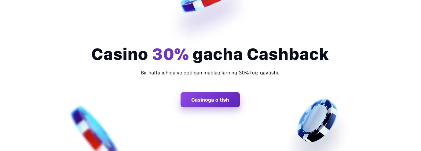 1Win kazinoda 30% gacha keshbek taklifi