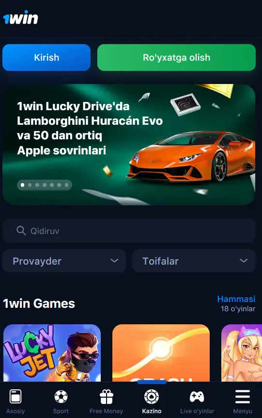 Mobil ilovadagi 1Win Kazino
