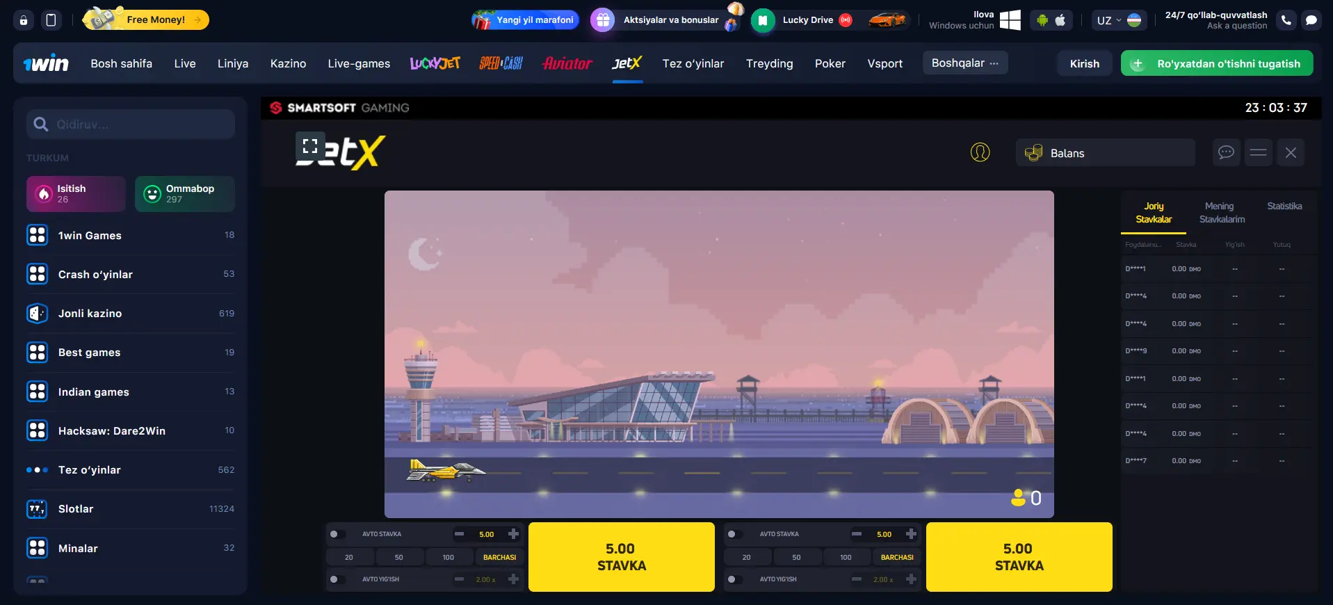 O’zbekistondagi 1Win da JetX