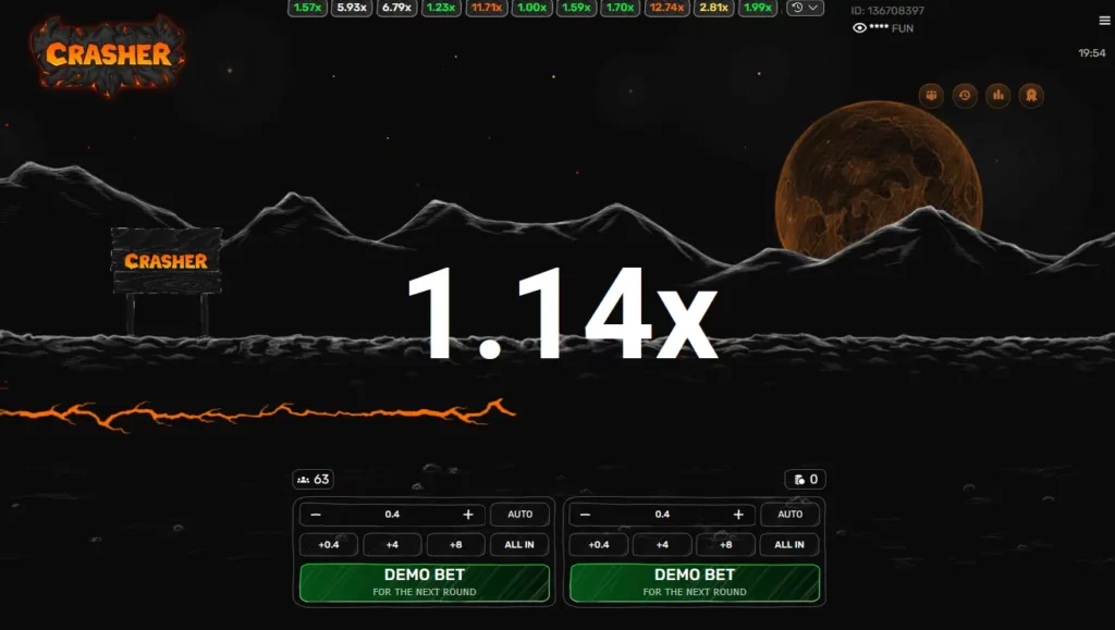 1Win ichidagi Crasher o'yin jarayoni
