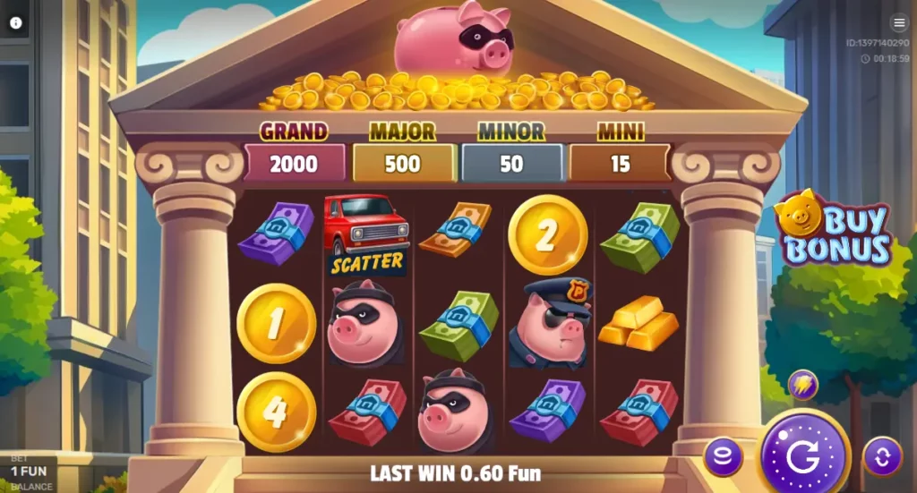 Gangsta Piggy Hold and Win o'yinida sochilish belgisi